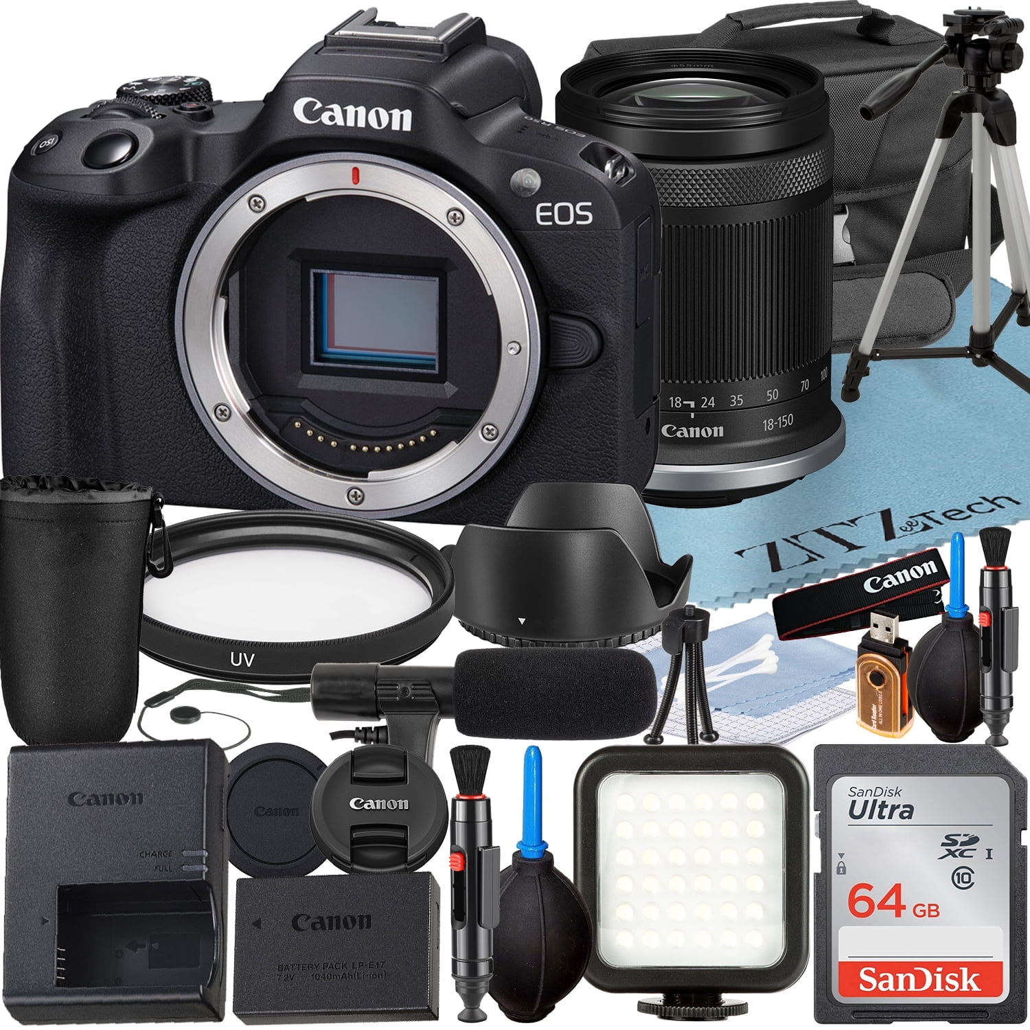 Canon EOS R50 Black Mirrorless Camera Bundle with RF-S 18