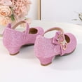 thumbnail image 5 of SGMVNU Girls Glittler Sandals Low Heel Elegant Mary Jane Dress Sandal Wedding Party Flower Girl Dress Shoes for Little/Big Kids Pink Size 9-9.5 Years, 5 of 5