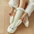 thumbnail image 6 of Womens Winter Fuzzy Slipper Socks with Grippers Cartoon Rabbit Ears Fleece Lined Thermal Non-Slip Knit Floor Hosiery, 6 of 21