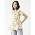 thumbnail image 2 of Moomaya Printed V-Neck Flared Long Top, Womens Casual Summer Tunic For Jeans, 2 of 8