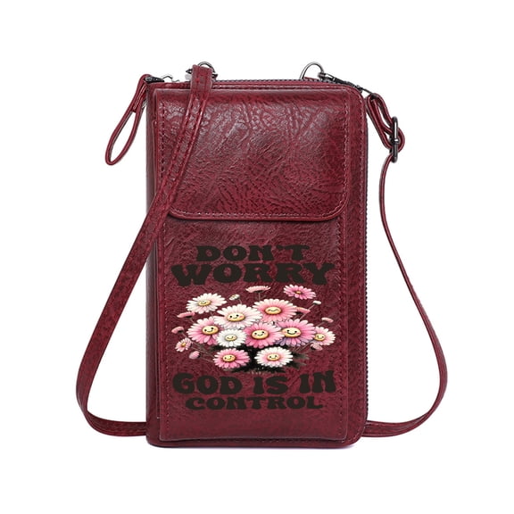 OIDERY Ladies Cell Phone Purse Bags with Card Slots Faith Reassurance message Smiling daisies Romantic Gifts for Wife Girlfriend for Everyday Use or Gift Idea