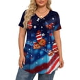thumbnail image 6 of Dweltoz Usa Patriotic 1776 To 2026 Plus Size T-Shirt L-5xl V Neck Short Sleeve Patriotic 4th Of July Tunic Shirts Casual Loose Trendy Tee Blouses,Sky Blue L, 6 of 6