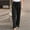 Black, variant on Ayolanni Beige Fashion Women Plus Size Solid Pants Elastic Waist Straight Leg Pants Casual Long Trousers Pants