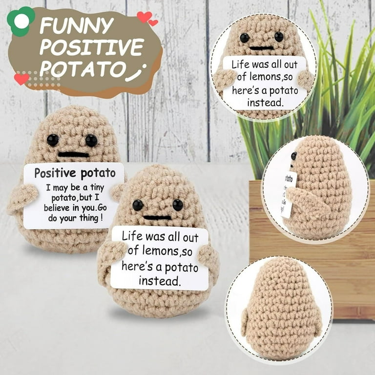 3 Pack Positve Potato Crochet, Funny Cute Small Gifts for Friends, Crochet  Potato with Positive Message Card for Encouragement