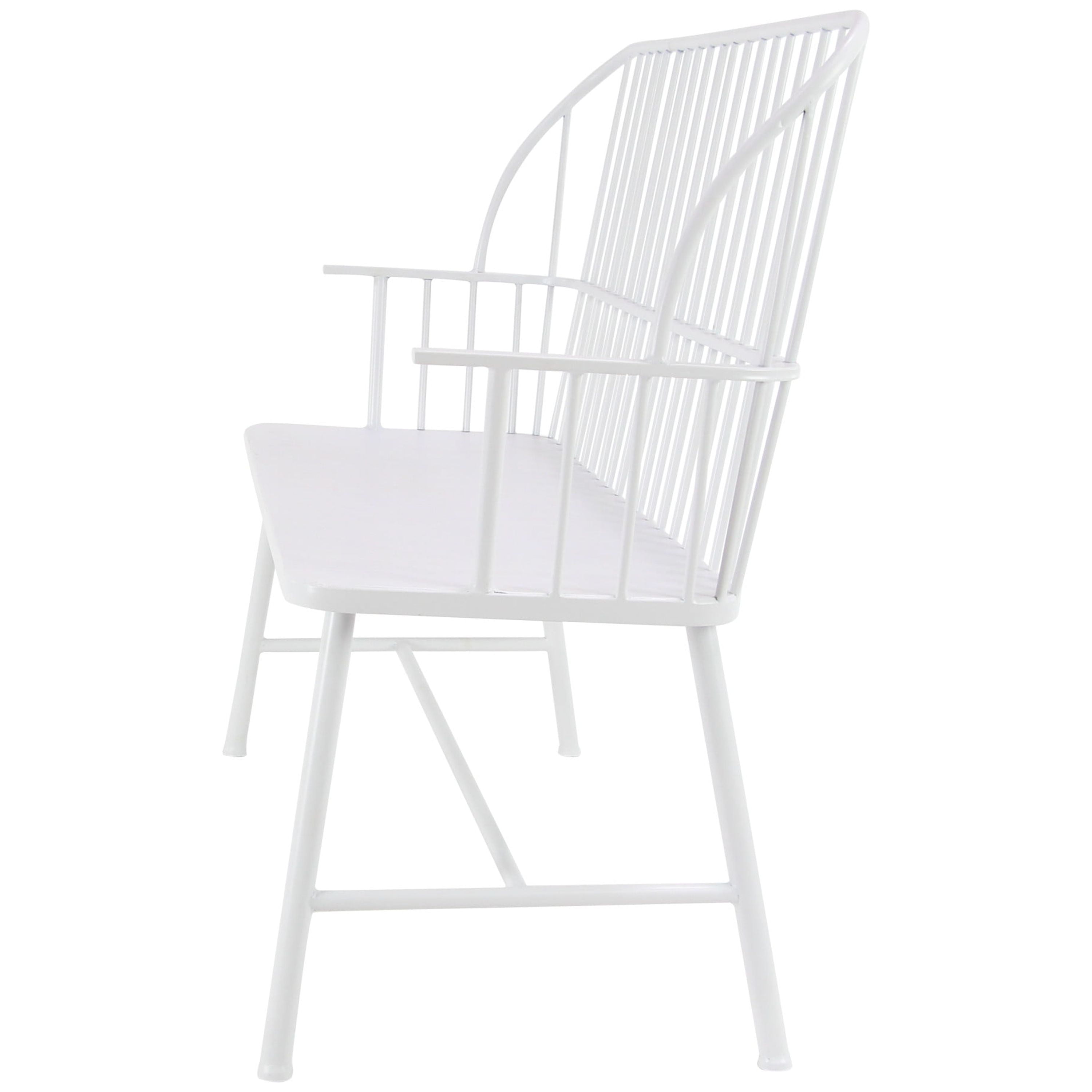 DecMode Metal Outdoor Bench, White