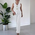 thumbnail image 7 of Vest Pants Suits for Women Business 2 Piece Dressy Casual Outfits Sleeveless Blazer straight pants pantsuit sets, S, 7 of 7