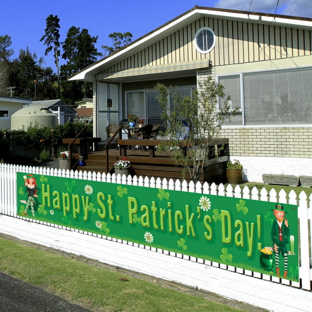 Fiudx Pancarta Del Día de San Patricio, Decoración Navideña, Diseño Vibrante, Ideal para Jardín o Patio, Fácil Instalación, 118.1 X 19.7 Pulgadas, Perfecta para El Día de San Patricio.