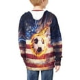 thumbnail image 4 of Uourmeti Classic American Flage Soccer Flame Teen Girls Casual Hoodie Long Sleeve Soft with Pockets Loose Comfy Pullover for Daily Wear ​​Size 10-12​​, 4 of 6