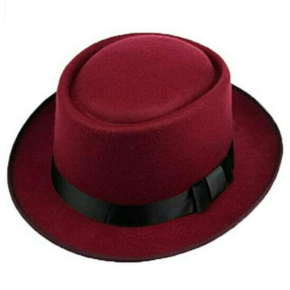 Men Women Hard Felt Pork Pie Cap Fedora Bowler Hat Derby Homburg Hats Band Hats Gentleman Fedora Cap