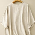 thumbnail image 6 of Fznquz Womens Tops Elbow Sleeve Spring Summer Plain Shirt Solid Soft Casual Crew Neck Beige Blouses for Women Plus Size, 6 of 9