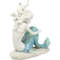 thumbnail image 4 of Nautical Capiz Blue Tailed Siren Mermaid Ariel Sitting On Sea Floor Statue Decor, 4 of 10