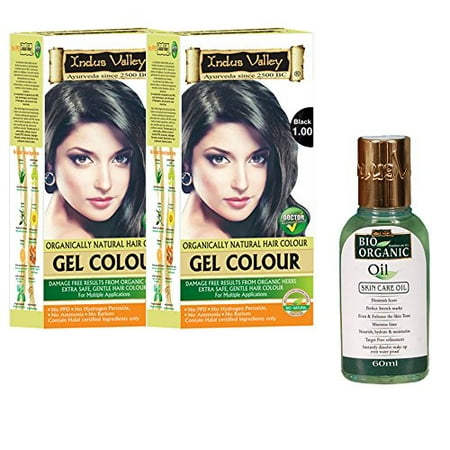 Indus Valley Bio Organic Oil with Natural Herbal Black 1.0 (No PPD, No Ammonia, No Hydrogen Peroxide) Hair (Best Hair Color Without Ammonia And Peroxide)