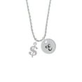 thumbnail image 2 of Delight Jewelry Silvertone Rounded Dollar Sign Silvertone Script Initial Disc - E - Charm Necklace, 20"+3", 2 of 4