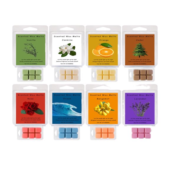 Scented Wax Melts 8-Pack 8 Spring-Inspired Fragrances Mint Lemon Lavender Sea Sandalwood Coffee Strawberries Natural Soy Wax For Home Aromatherapy In Bedrooms Closets And Various