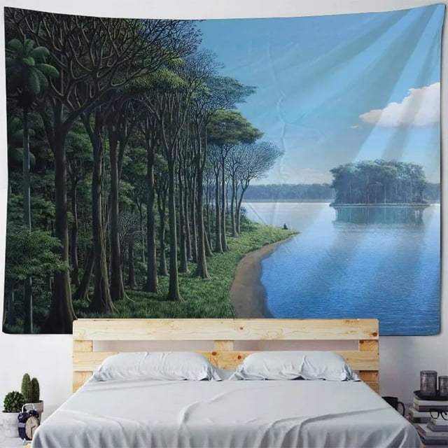 Tapiz de pared con paisaje natural, bosque, 150 x 100 cm, poliéster
