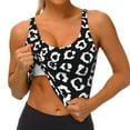 thumbnail image 3 of Fotbe Black Leopard Sujetador Deportivo Largo sin Aros para Mujer con Almohadillas y Soporte Medio, Transpirable y Absorbente, Camiseta Tipo Chaleco o Tank Top-Large, 3 of 8