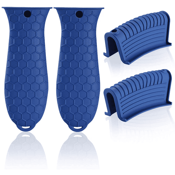 HKquanlin Silicone Hot Handle Holder, 4 Pack Blue Cookware Handle Sleeve