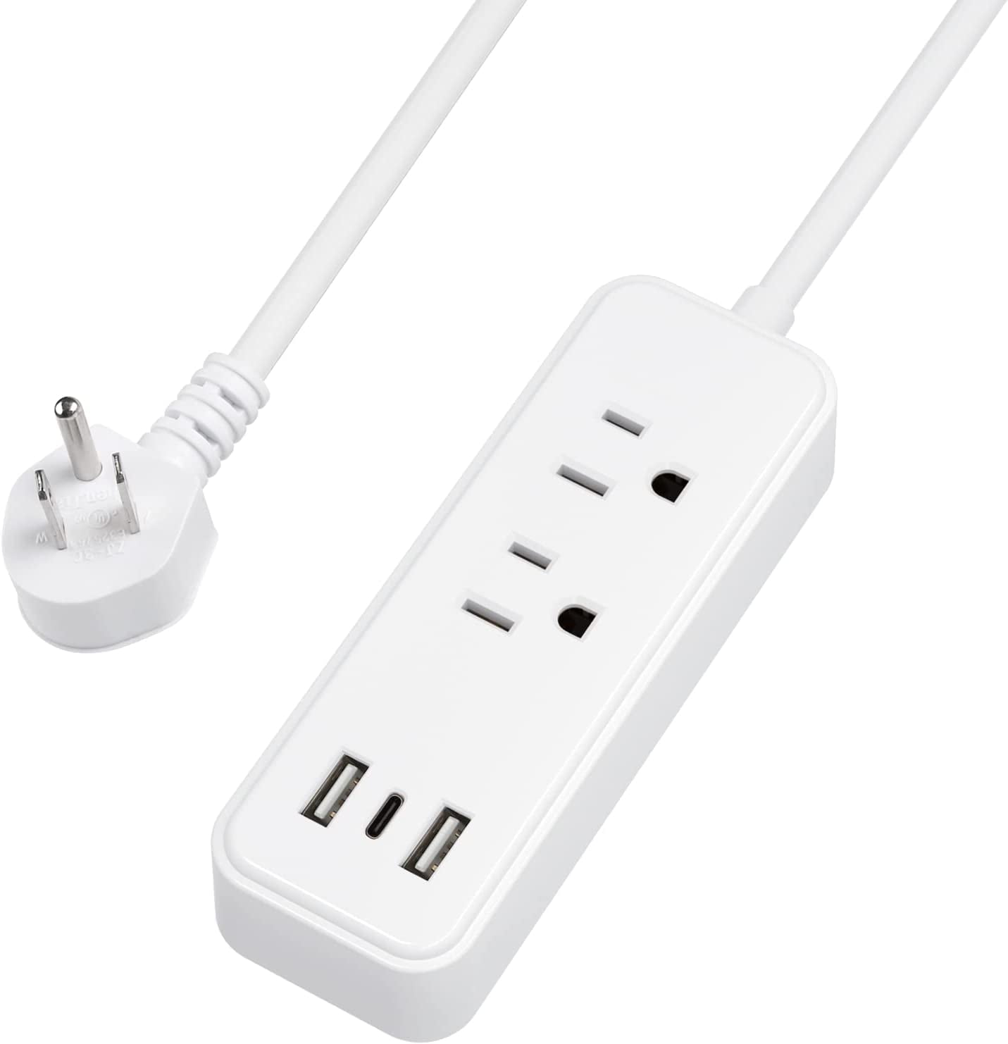 BN-LINK Flat Plug Power Strip with USB Ports, 6-Foot Cord