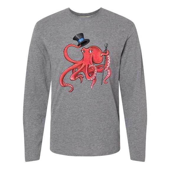 Inktastic Formal Octopus with Top Hat and Cane Long Sleeve T-Shirt