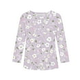 thumbnail image 5 of Abcomgle Girls Shirts Long Sleeve 10-12 Trendy Floral Print Crewneck Shirts for Girls Fall Basic Girls Tops Trendy Girls Sweatshirts 11-12 Years,Light Purple, 5 of 6