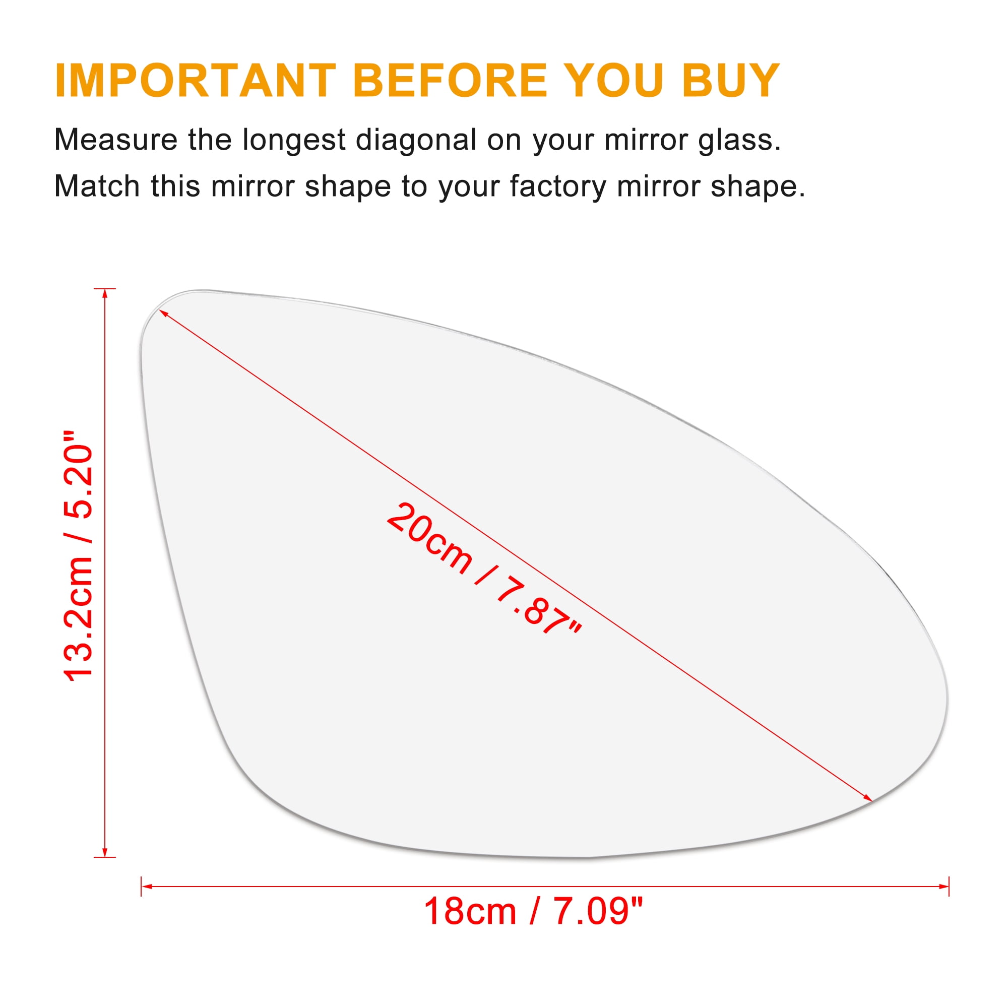 Unique Bargains Car Rearview Mirror Glass with Backing Plate Heated Right