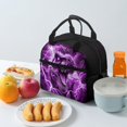 thumbnail image 4 of HUIACONG Aluminum Film Material Reusable Insulated Lunch Bag for Travel Picnic, Smooth Hand Touch Washable Insulated Lunch Tote, Purple Lightning Dinosaur, 4 of 10