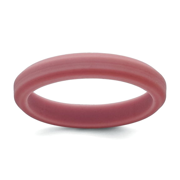 Silicone Rose Pink 4mm Ridged Edge Band Size 9 Ring for Women and Men