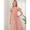 thumbnail image 6 of Drtj 2-14T Kids Teens Junior Flower Girl Wedding Bridesmaids Flowy Chiffon Ruffles Sleeve Pageant Long Dress, 6 of 7