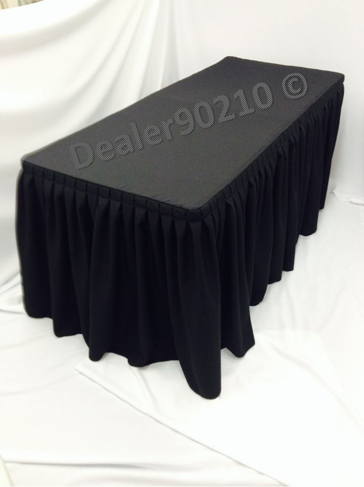 5' ft Fitted Polyester Double Pleated Table Skirt Cover w/Top Topper Royal Blue 