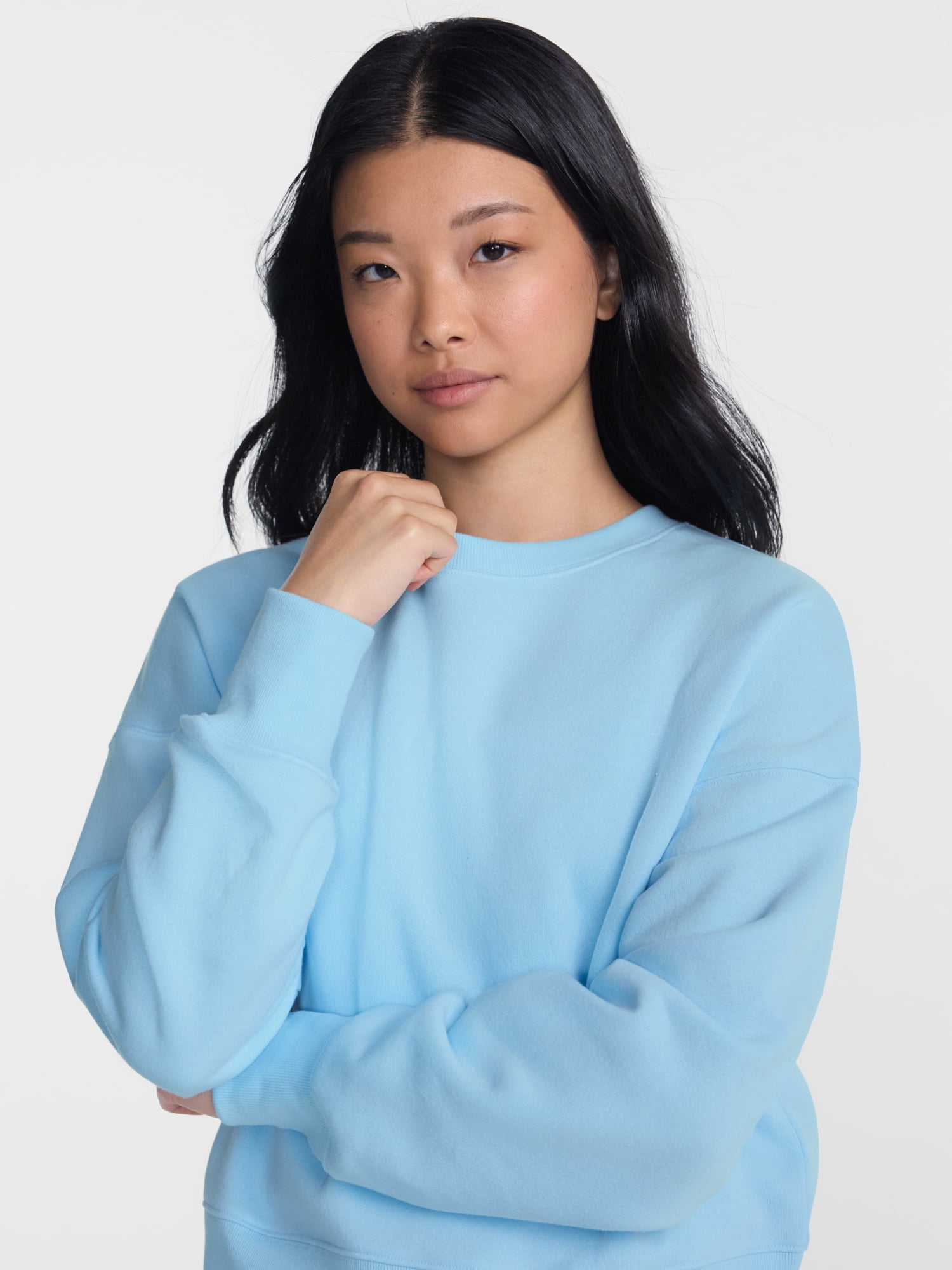No Boundaries Boxy Fleece Sweatshirt, Midweight, Women's XXS-XXL