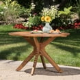 thumbnail image 2 of GDF Studio Brigitte Outdoor Acacia Wood 5 Piece Dining Set, Teak, 2 of 7