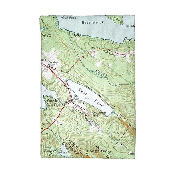 Betsy Drake KT654 Lake Wentworth, NH Nautical Map Kitchen Towel