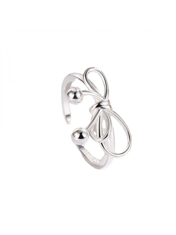 Women 925 Sterling Silver Butterfly Bowkot Two Ball Thumb Ring Rings Women's Jewelry Lady Gifts