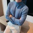 thumbnail image 4 of Suéteres de punto para hombre, cuello medio, ropa lisa para hombre, jerseys de cuello alto, color sólido, azul, productos más vendidos en 2024 Overfit, 4 of 4