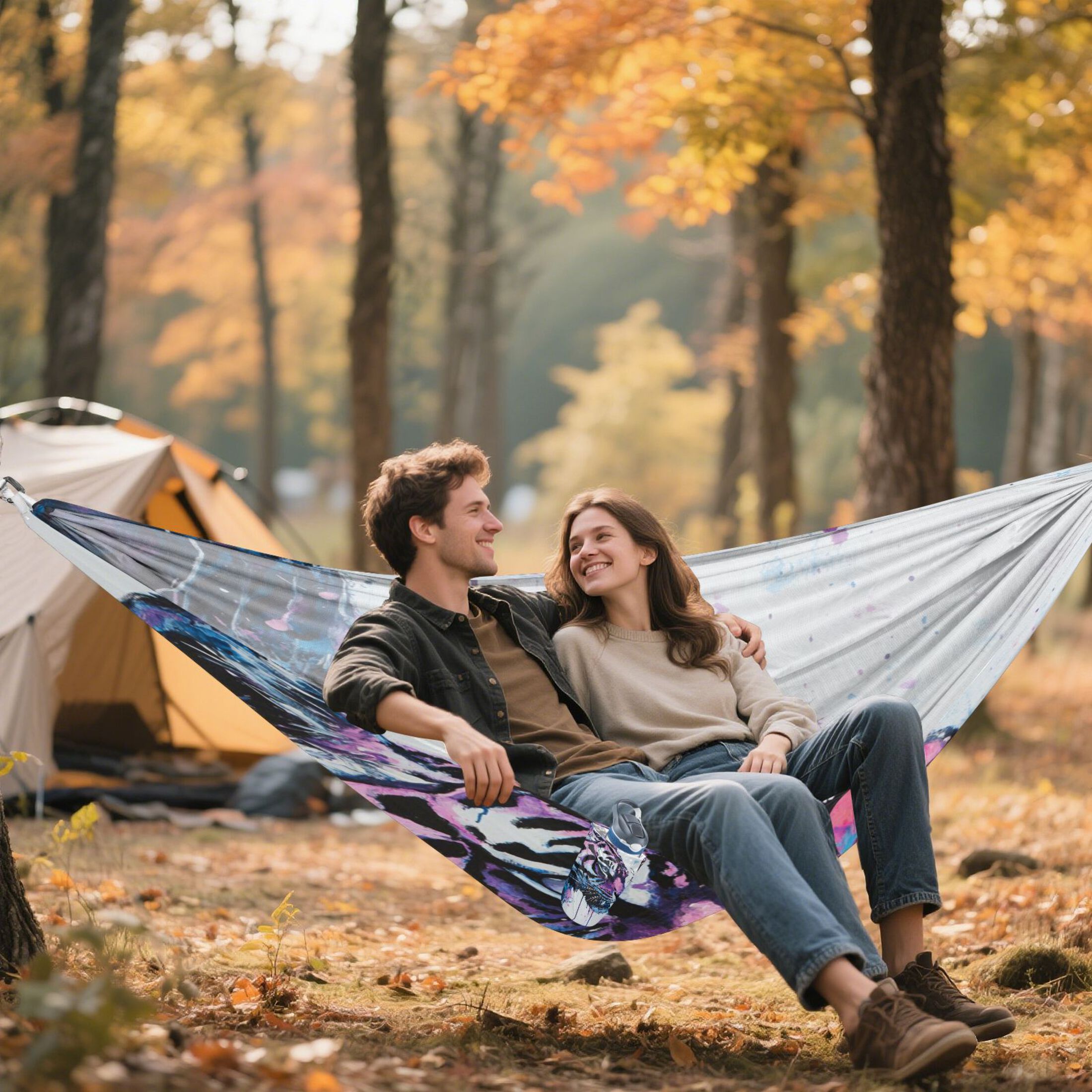 Hammock Camping Hammock Nylon Portable Hammock Travel Camping Hammock Tiger and Colorful Butterflies