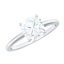 Rosec Jewels Certified Moissanite Cushion Cut Engagement Ring - 8 mm - 3 Ct Moissanite Ring - D-VS1 Quality Certified, 10K White Gold, US 3.50