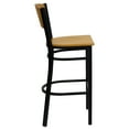 thumbnail image 6 of BizChair 2 Pk. Black Circle Back Metal Restaurant Barstool - Natural Wood Back & Seat, 6 of 8
