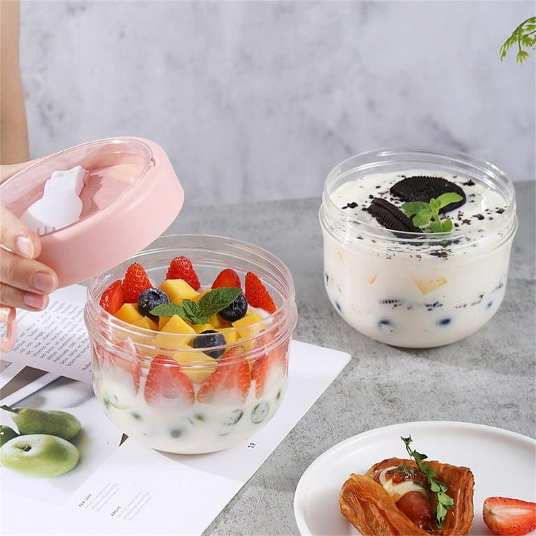 Breakfast on The Go Cups Oatmeal Container Portable Cereal Cup Yogurt Containers, Size: One size, White