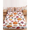 thumbnail image 2 of Twin XL Size Fitted Sheet Set - Pumpkins Fall 2 Piece Bedding Sets 16" Deep Pocket Fitted Sheet with 1 Pillowcases, Thanksgiving Maple Leaves Mushroom Autumn Brushed Microfiber Hotel Bed Sheets, 2 of 9