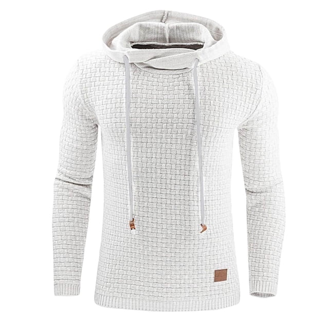 Men Sweatshirt Gym Long Sleeve Drawstring Hooded Plaid Pullover Hoodies