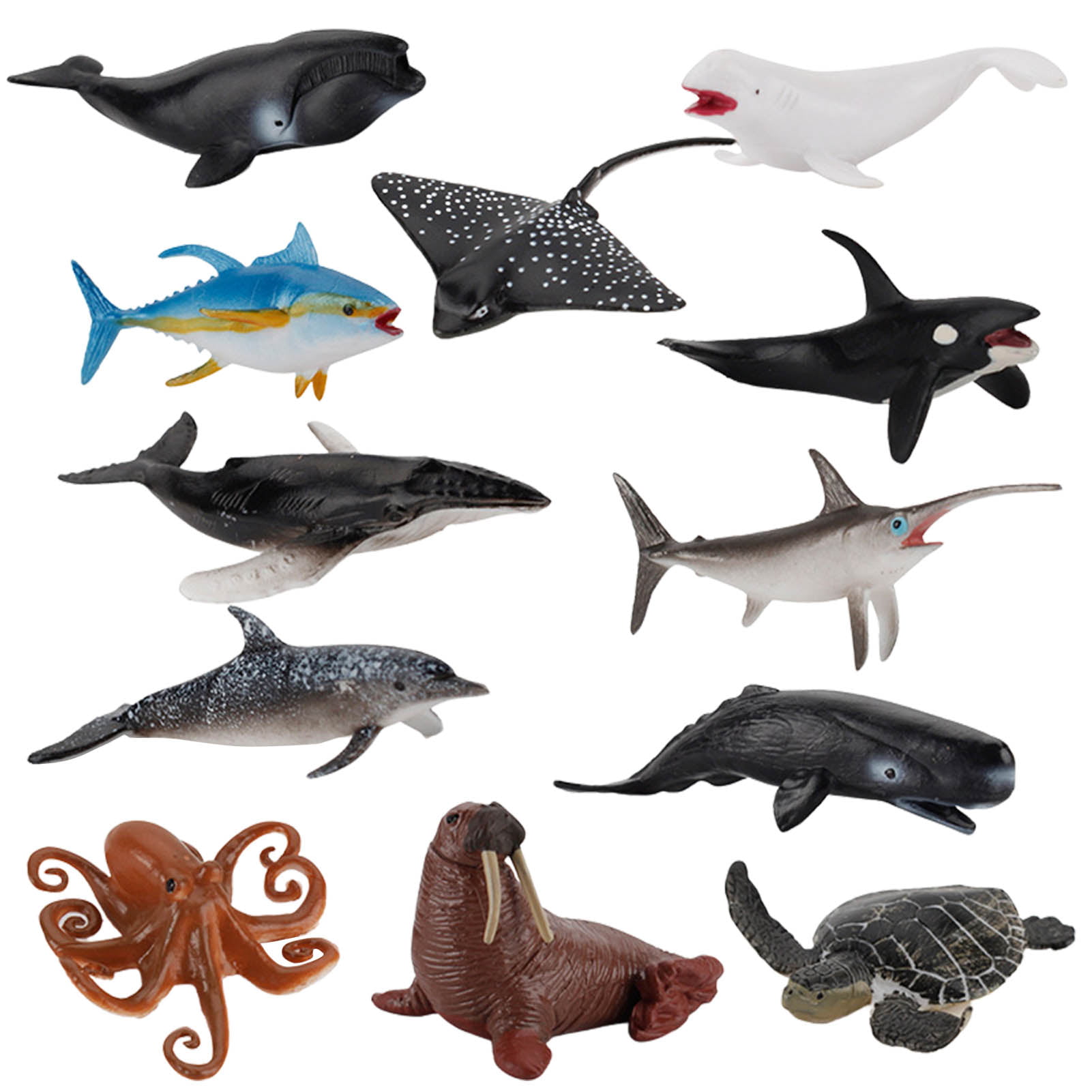 12PCS Sea Creature Toys - Tiny Ocean Animal Figurines Toy Sea Animals Fish  Whale Penguin Toy Sets for Toddlers Kids Toy or Home Decorations -  