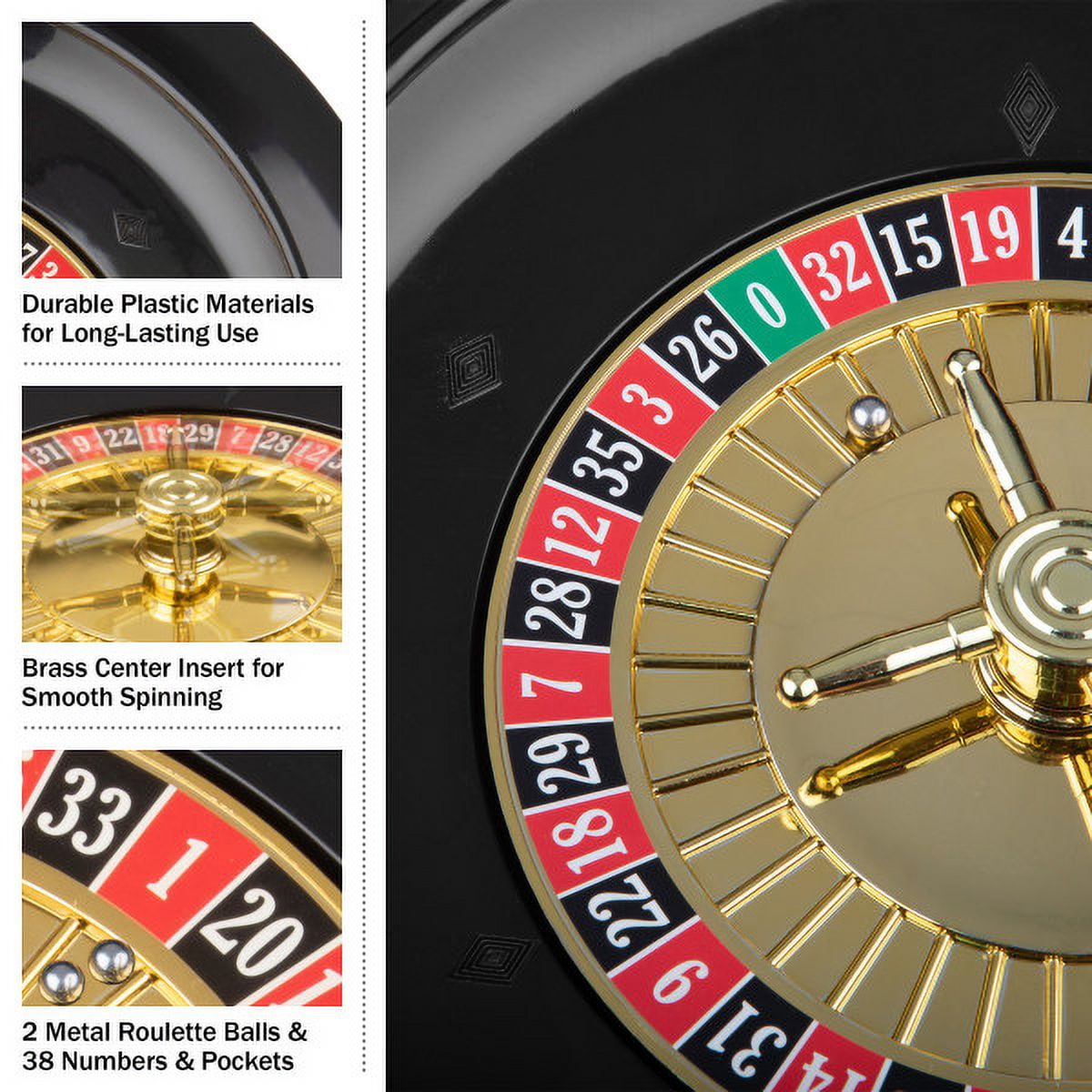 Trademark Games 10 Inch Roulette Wheel with 2 Metal Balls