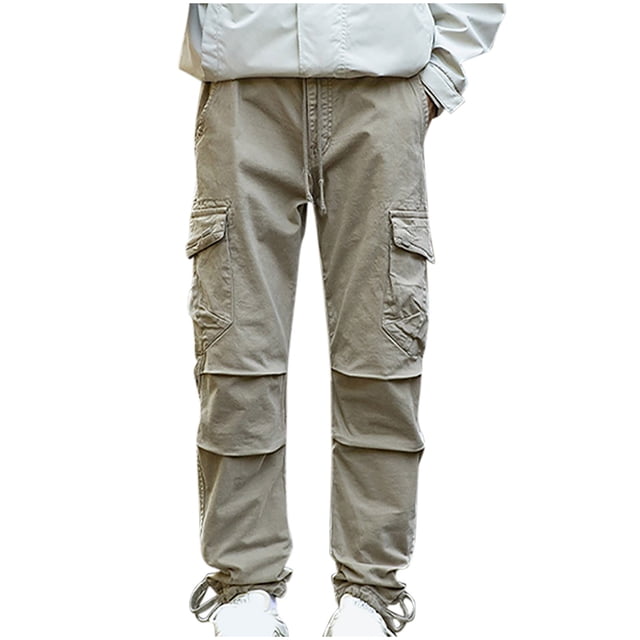 ameIAEA Cargo Pants for Men Elastic Waist Outdoor Hiking Pants Drawstring Sweatpant with Multi Pockets