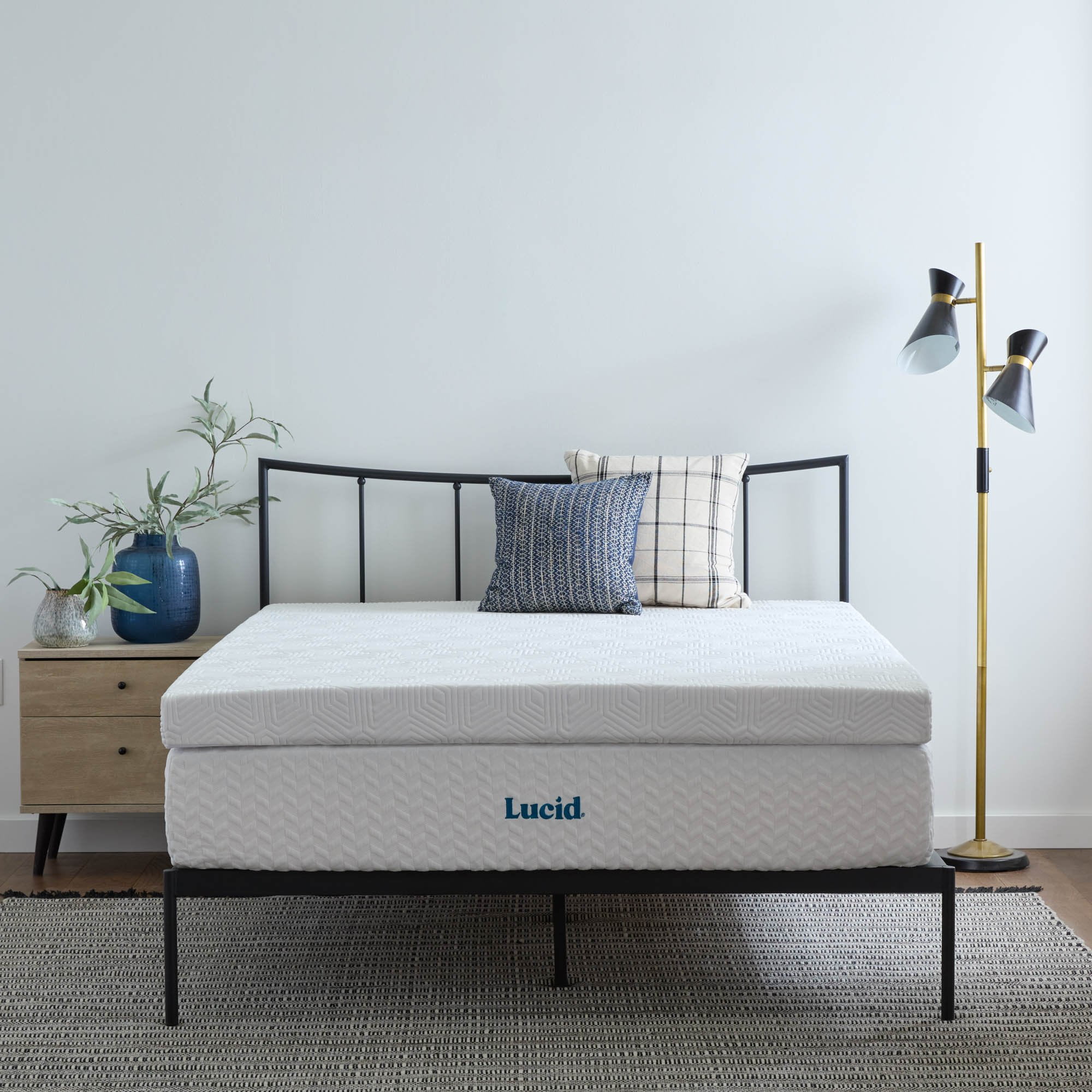 Lucid Lavender and Gel Covered Memory Foam Mattress Topper, 4 inch, Queen