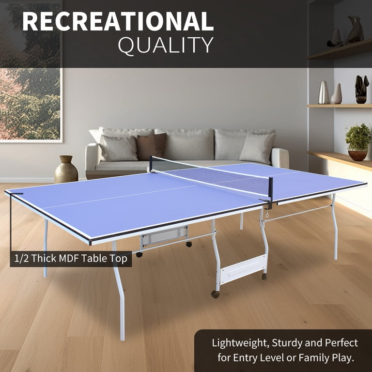 KL KLB Sport 9'X5' Foldable Table Tennis Table, Midsize Ping Pong