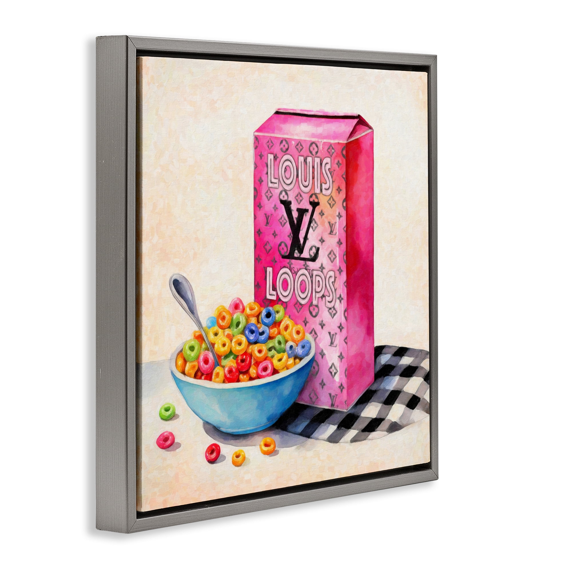 Stupell Industries Fashion Loops Cereal Gray Framed Floater Canvas Wall Art, design by Grotto Studios
