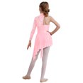 thumbnail image 2 of YONGHS Girls Single Long Sleeve Lace Patchwork Lyrical Dance Dress Ballroom Modern Contemporary Dance Costume Pink 12, 2 of 7