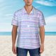 thumbnail image 2 of Balery Striped Gradient Camisas hawaianas de manga corta para hombre, camisas playeras de corte holgado, camisas de vacaciones con botones,3X-Large, 2 of 7