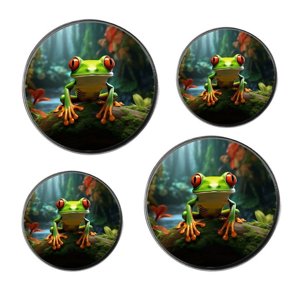 Metal Stove Burner Covers 4 Pcs Decorative Gas Stove Burner Cover 8Inch And 10Inch ,3D Stylish Frog Summer Picture, for Home Decor Cooktop Decorative