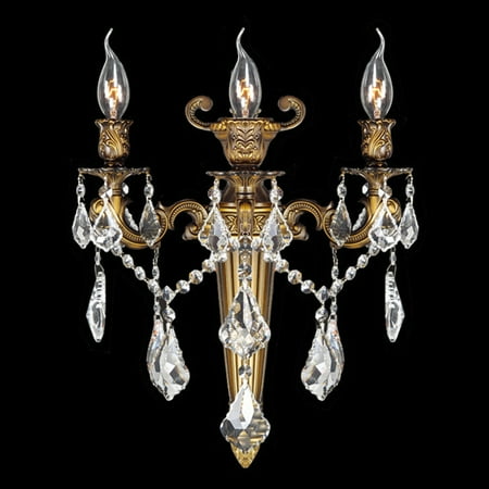 - Versailles Collection 3 Light Antique Bronze Finish Crystal Torch Wall Sconce 15